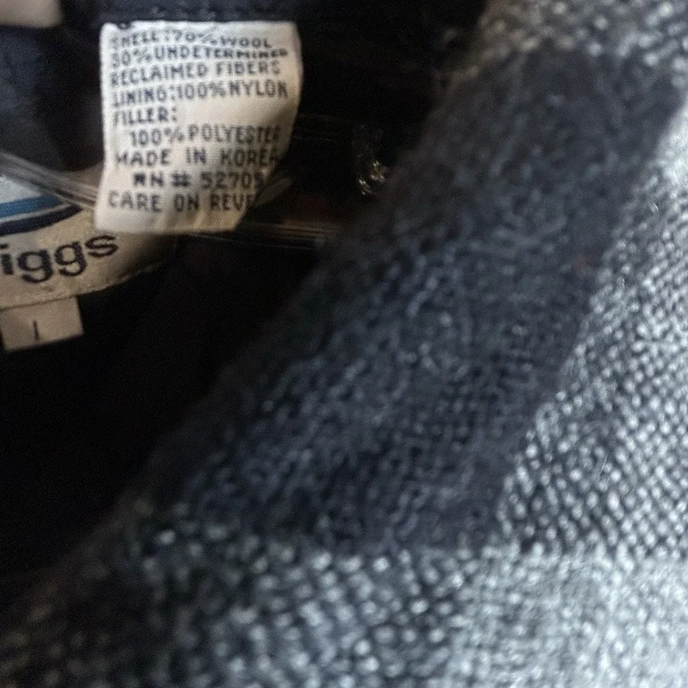 VTG Briggs Men's Large Quilted Lined Wool Blend Black Plaid Flannel Jacket